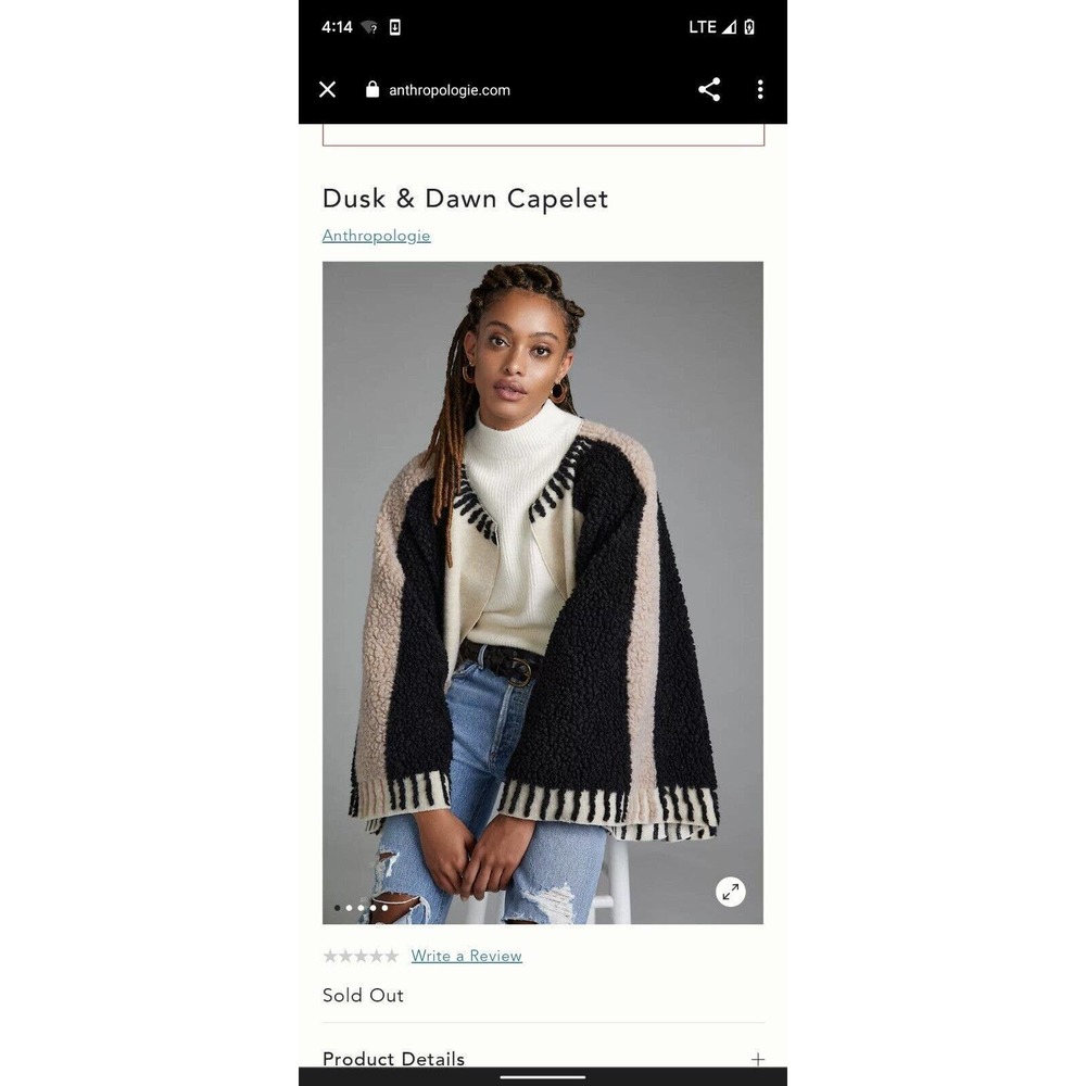 NWT Maeve Anthropologie Dusk & Dawn Capelet Sherpa Colorblock Textured Cape Boho - Picture 12 of 12